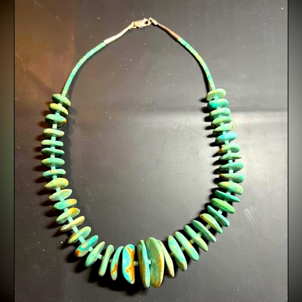 An amazing Native American made Turquoise Disk Necklace.
